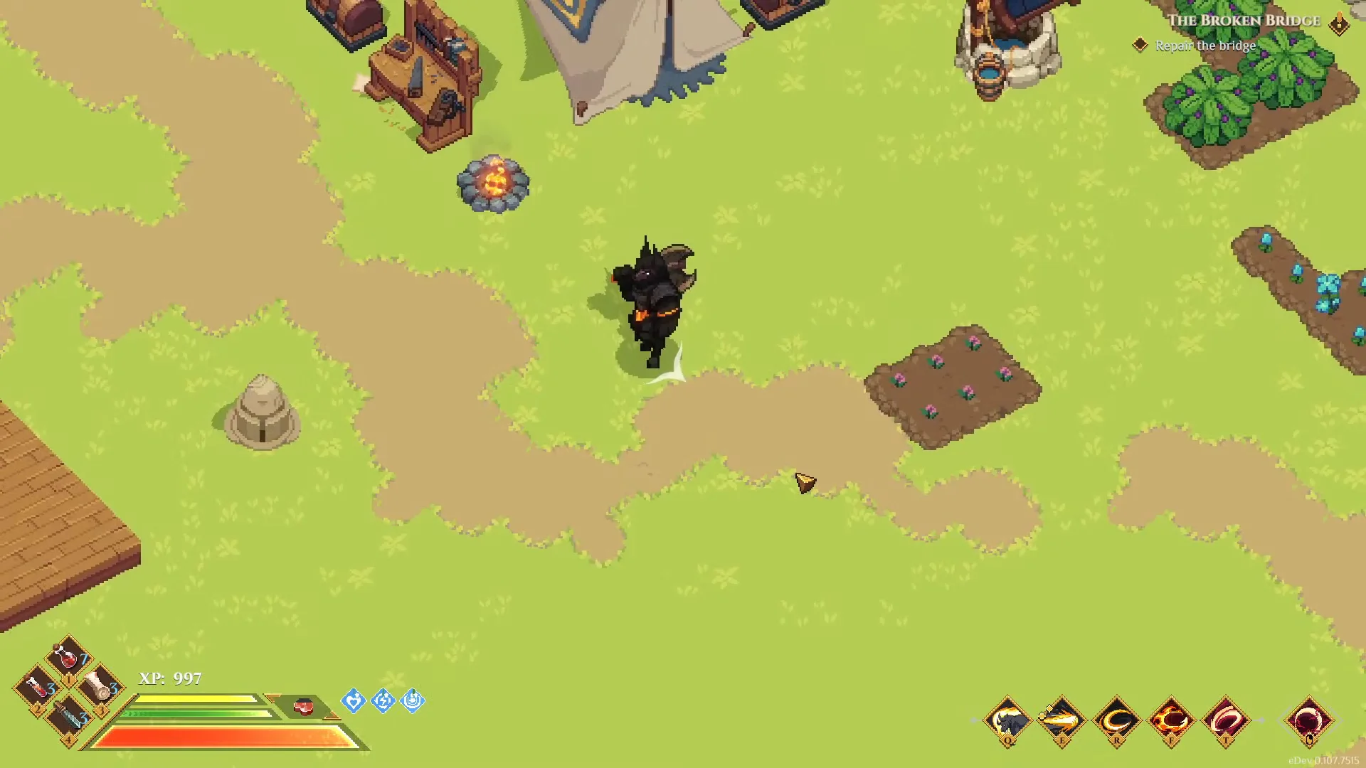 Flaming Strike in the F slot of the combat HUD after assignment in Dimraeth preview build eDev 0.107.7515