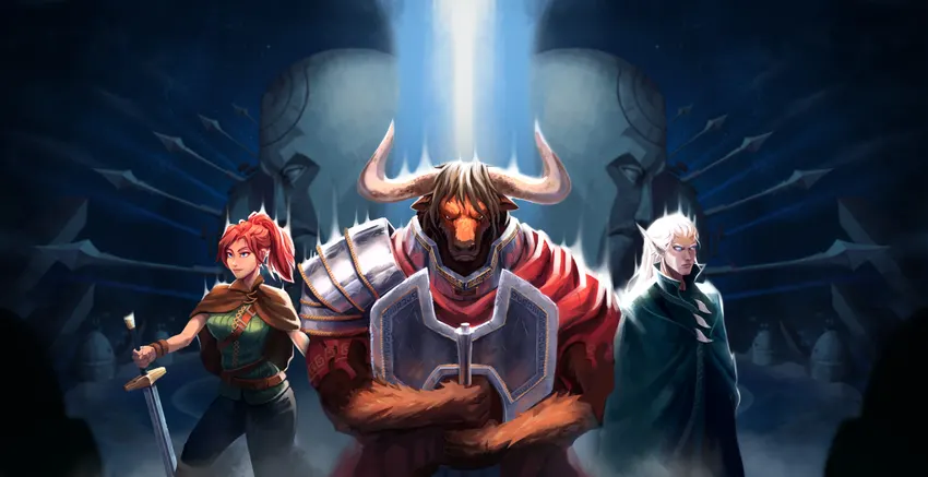 Human, Minotaur, and Elf figures in official Dimraeth artwork